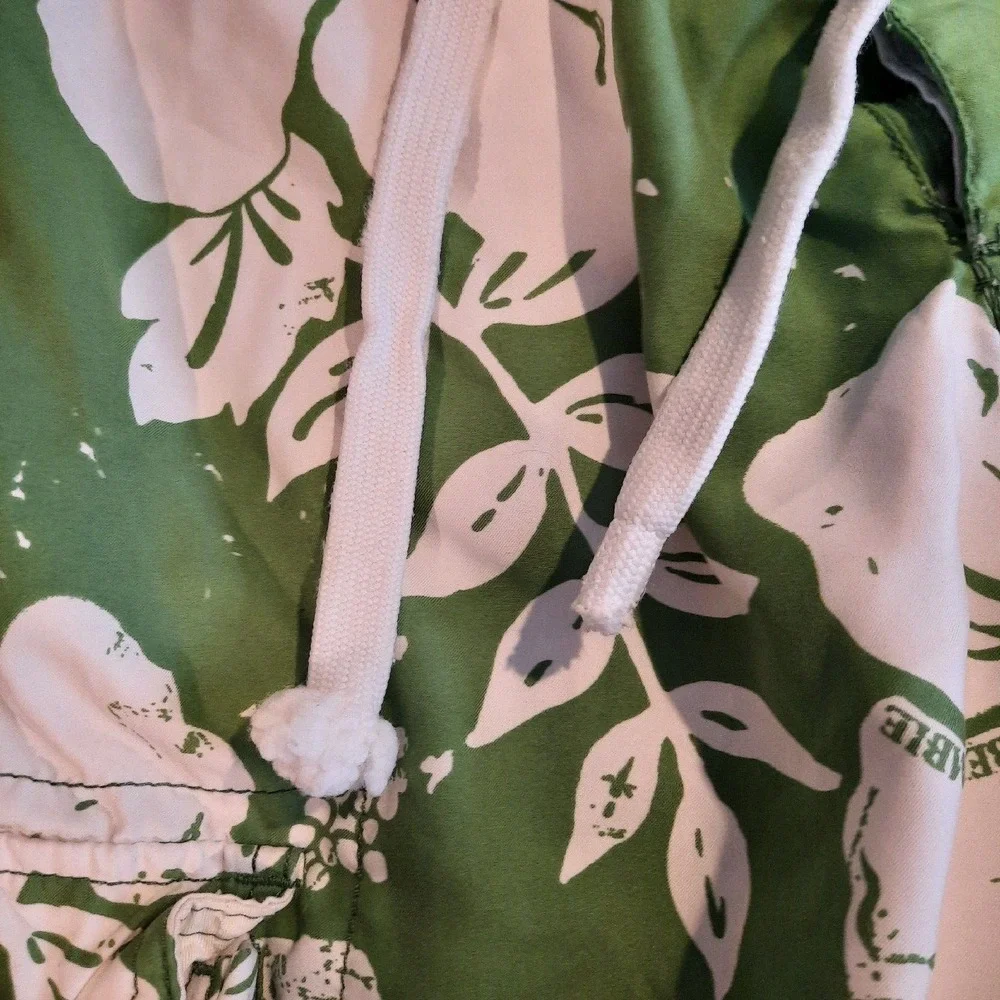 Vtg Abercrombie & Fitch Swim Trunks Mens 36? Green Hawaiian‎ Y2K Cargo Lined